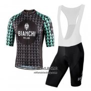 2020 Fietskleding Bianchi Zwart Groen Korte Mouwen en Koersbroek