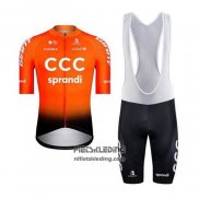 2020 Fietskleding CCC Sprandi Oranje Zwart Korte Mouwen en Koersbroek