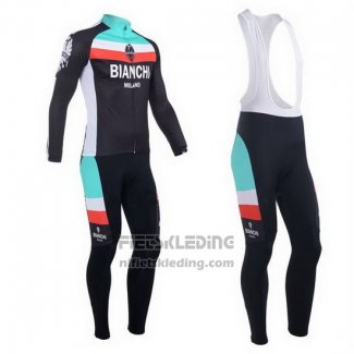 2013 Fietskleding Bianchi Zwart en Lichtblauw Lange Mouwen en Koersbroek