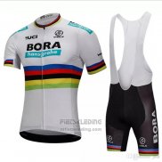 2018 Fietskleding UCI Wereldkampioen Bora Wit Korte Mouwen en Koersbroek