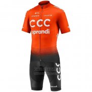 2020 Fietskleding CCC Team Oranje Zwart Korte Mouwen en Koersbroek