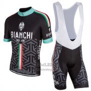 2017 Fietskleding Bianchi Milano Pride Zwart Korte Mouwen en Koersbroek