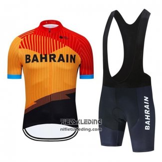 2020 Fietskleding Bahrain Oranje Zwart Korte Mouwen en Koersbroek
