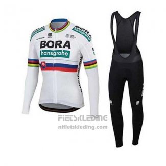 2020 Fietskleding UCI Wereldkampioen Bora Wit Lange Mouwen en Koersbroek
