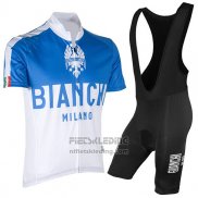 2017 Fietskleding Bianchi Milano Blauw Korte Mouwen en Koersbroek