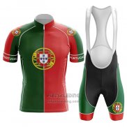 2020 Fietskleding Kampioen Portugal Groen Rood Korte Mouwen en Koersbroek