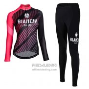 Fietskleding Vrouw Bianchi Milano Catria Zwart Roze Lange Mouwen en Koersbroek