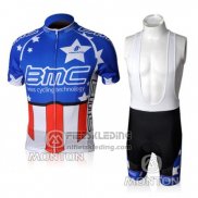 2010 Fietskleding BMC Kampioen Verenigde Staten Blauw Korte Mouwen en Koersbroek