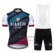 2019 Fietskleding Bianchi Blauw Zwart Rood Korte Mouwen en Koersbroek