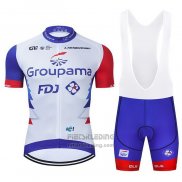 2021 Fietskleding Groupama-FDJ Rood Blauw Wit Korte Mouwen en Koersbroek