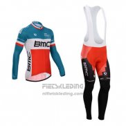 2014 Fietskleding BMC Kampioen Italie Blauw en Oranje Lange Mouwen en Koersbroek