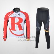 2011 Fietskleding Radioshack Wit en Rood Lange Mouwen en Koersbroek