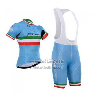 2016 Fietskleding Astana Italie Blauw en Groen Korte Mouwen en Koersbroek