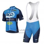 2017 Fietskleding Ago Aqua Service Blauw Korte Mouwen en Koersbroek