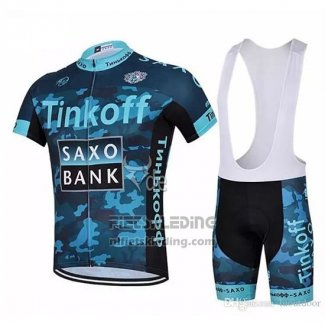 2018 Fietskleding Tinkoff Saxo Bank Blauw Korte Mouwen en Koersbroek