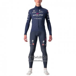 2022 Fietskleding Deceuninck Quick Step Donker Blauw Lange Mouwen en Koersbroek