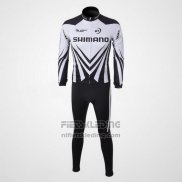 2010 Fietskleding Shimano Wit en Zwart Lange Mouwen en Koersbroek