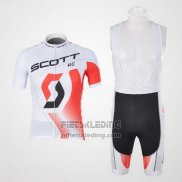 2012 Fietskleding Scott Wit en Rood Korte Mouwen en Koersbroek