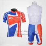 2012 Fietskleding Sky Kampioen Regno Unito Oranje en Blauw Korte Mouwen en Koersbroek