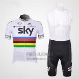 2012 Fietskleding Sky UCI Wereldkampioen Rood en Wit Korte Mouwen en Koersbroek