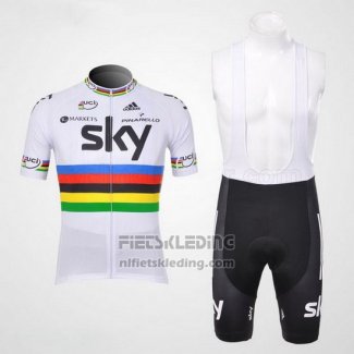 2012 Fietskleding Sky UCI Wereldkampioen Rood en Wit Korte Mouwen en Koersbroek