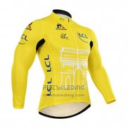 2015 Fietskleding Tour de France Geel Lange Mouwen en Koersbroek