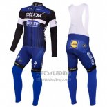 2016 Fietskleding Etixx Quick Step Blauw en Zwart Lange Mouwen en Koersbroek