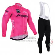 2016 Fietskleding Giro d'Italia Roze en Wit Lange Mouwen en Koersbroek