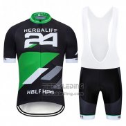 2019 Fietskleding Herbalifr 24 Zwart Groen Korte Mouwen en Koersbroek