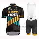 2019 Fietskleding Telenet Fidea Zwart Geel Blauw Korte Mouwen en Koersbroek