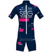 2021 Fietskleding SEG Racing Academy Donker Blauw Fuchsia Korte Mouwen en Koersbroek