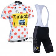 2014 Fietskleding Tour de France Saxobank Lider Wit en Rood Korte Mouwen en Koersbroek