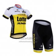 2016 Fietskleding Lotto NL Jumbo Wit en Geel Korte Mouwen en Koersbroek