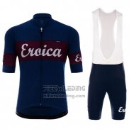 2018 Fietskleding Eroica Vino Donker Blauw Korte Mouwen en Koersbroek