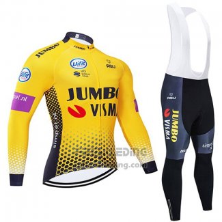 2019 Fietskleding Jumbo Visma Geel Zwart Lange Mouwen en Koersbroek