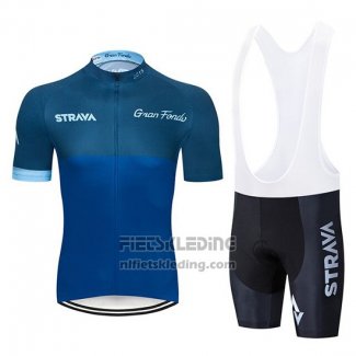 2019 Fietskleding STRAVA Donker Blauw Korte Mouwen en Koersbroek