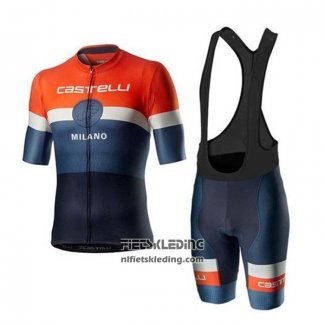 2020 Fietskleding Castelli Oranje Wit Blauw Korte Mouwen en Koersbroek