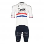 2022 Fietskleding British Champion Ineos Blauw Wit Korte Mouwen en Koersbroek