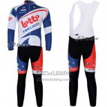 2012 Fietskleding Lotto Belisol Wit en Blauw Lange Mouwen en Koersbroek