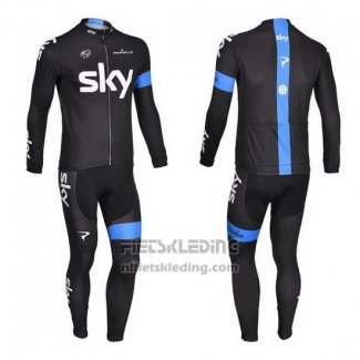 2013 Fietskleding Sky Blauw en Zwart Lange Mouwen en Koersbroek