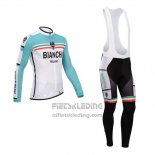 2014 Fietskleding Bianchi Groen en Wit Lange Mouwen en Koersbroek