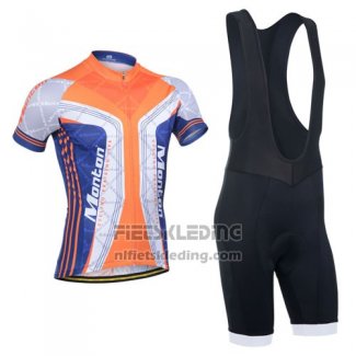 2014 Fietskleding Monton Blauw en Oranje Korte Mouwen en Koersbroek