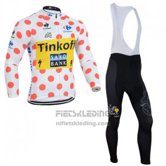 2014 Fietskleding Saxobank Lider Wit en Rood Lange Mouwen en Koersbroek