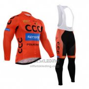 2015 Fietskleding CCC Zwart en Oranje Lange Mouwen en Koersbroek