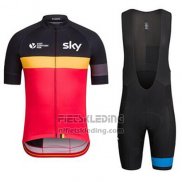 2016 Fietskleding UCI Wereldkampioen Lider Sky Zwart en Rood Korte Mouwen en Koersbroek