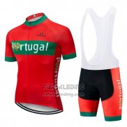 2019 Fietskleding Portugal Groen Rood Korte Mouwen en Koersbroek