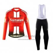 2019 Fietskleding Sunweb Oranje Wit Lange Mouwen en Koersbroek