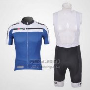 2011 Fietskleding Giordana Wit en Blauw Korte Mouwen en Koersbroek