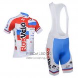 2013 Fietskleding Rusvelo Wit en Rood Korte Mouwen en Koersbroek