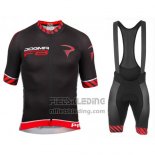 2016 Fietskleding Pinarello Zwart en Rood Korte Mouwen en Koersbroek